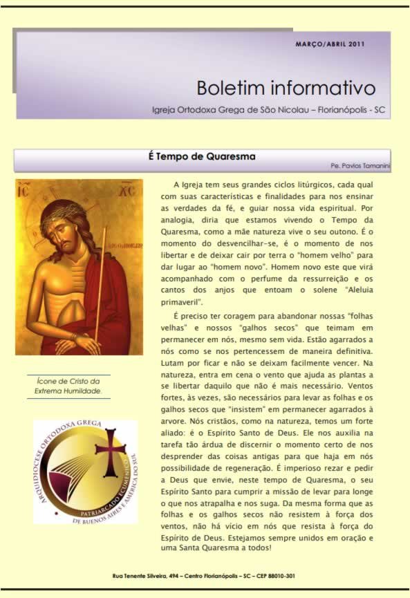 Capa do Boletim Informativo — Março–Abril de 2011
