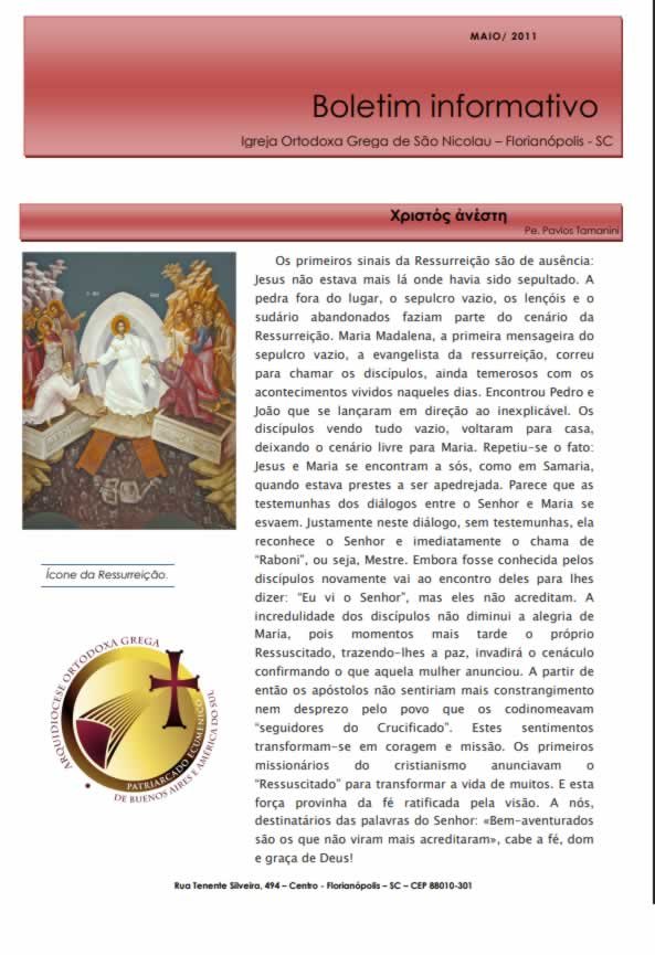 Capa do Boletim Informativo — Maio de 2011