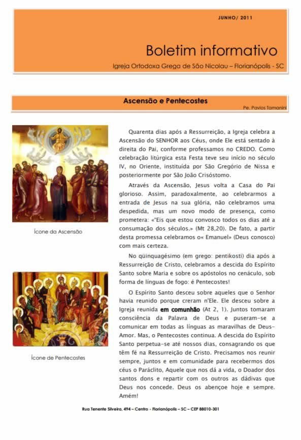Capa do Boletim Informativo — Junho de 2011
