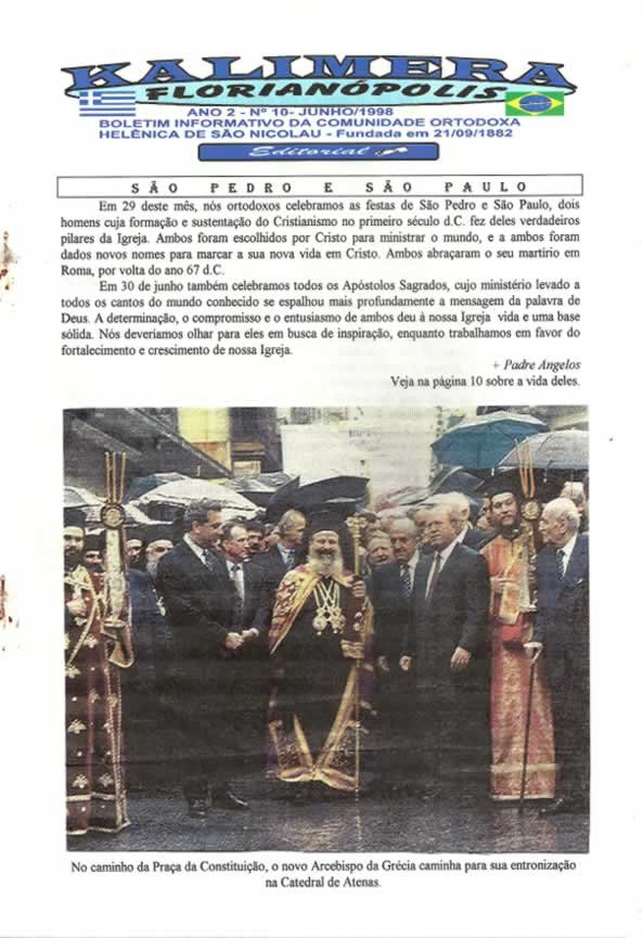 Capa de Kalimera — Junho de 1998