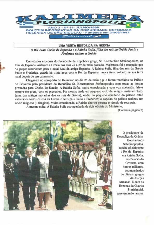 Capa de Kalimera — Julho de 1998