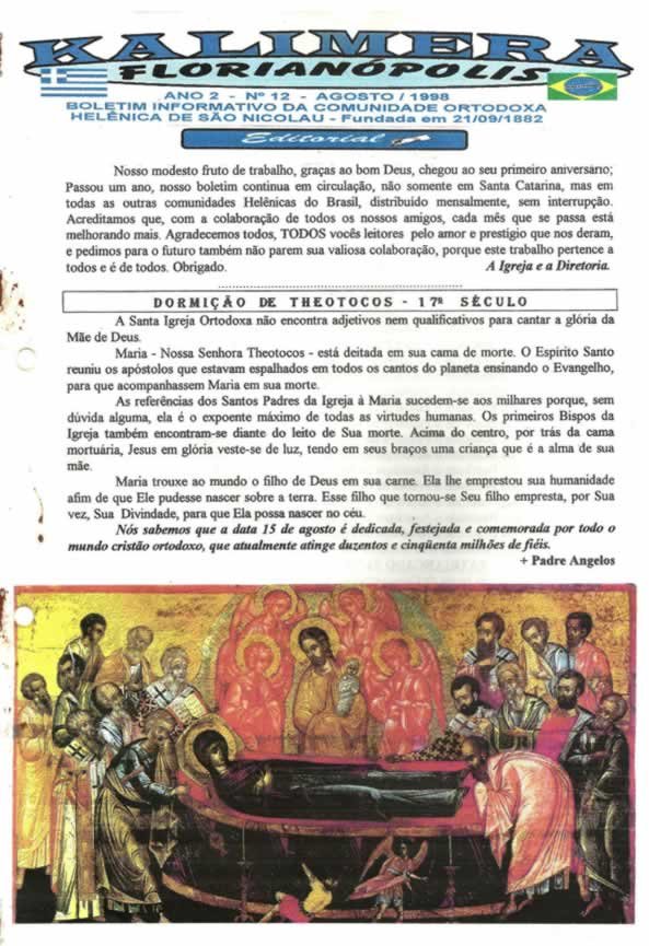Capa de Kalimera — Agosto de 1998