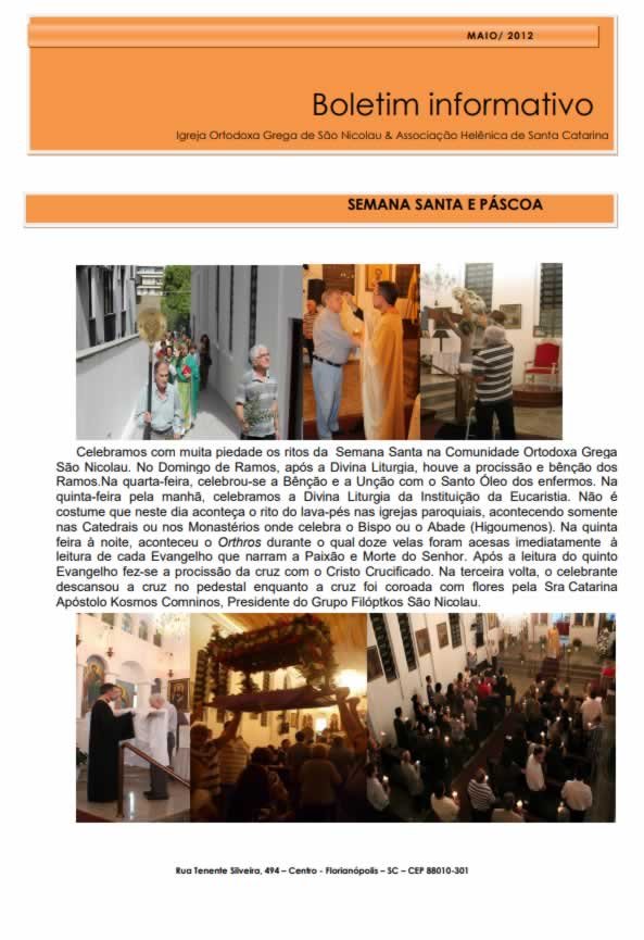 Capa do Boletim Informativo — Maio de 2012