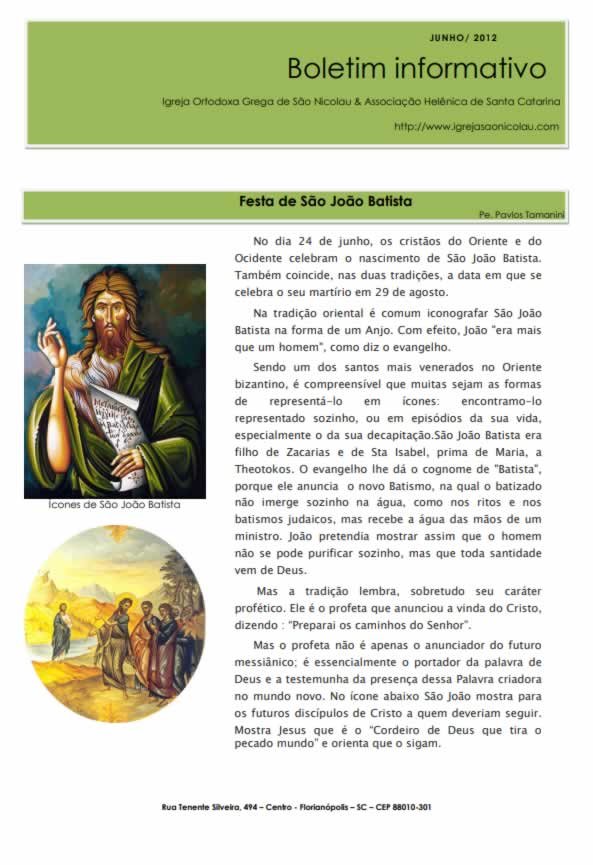 Capa do Boletim Informativo — Junho de 2012
