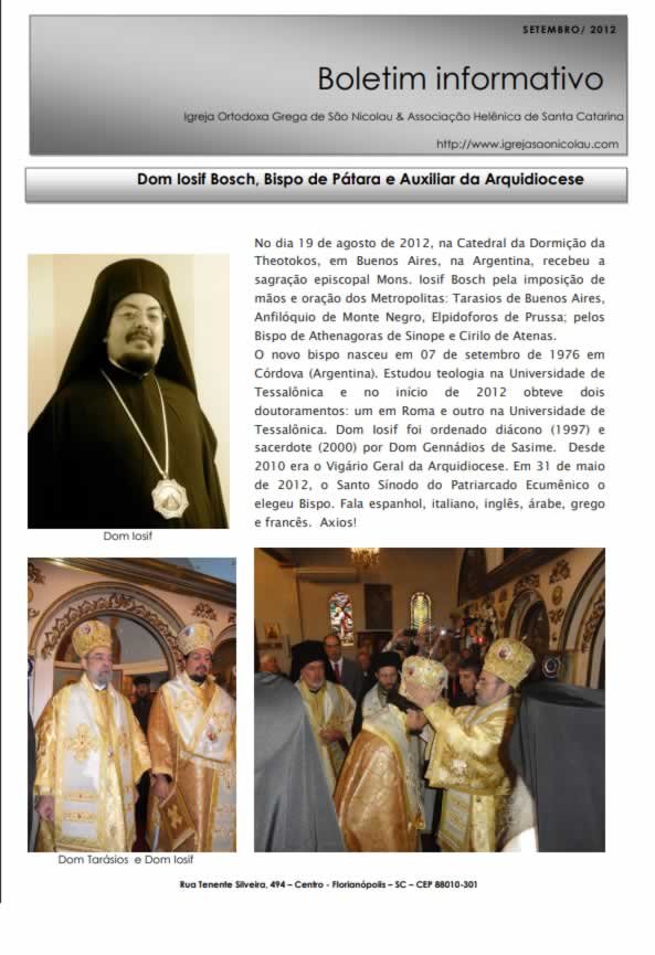 Capa do Boletim Informativo — Setembro de 2012